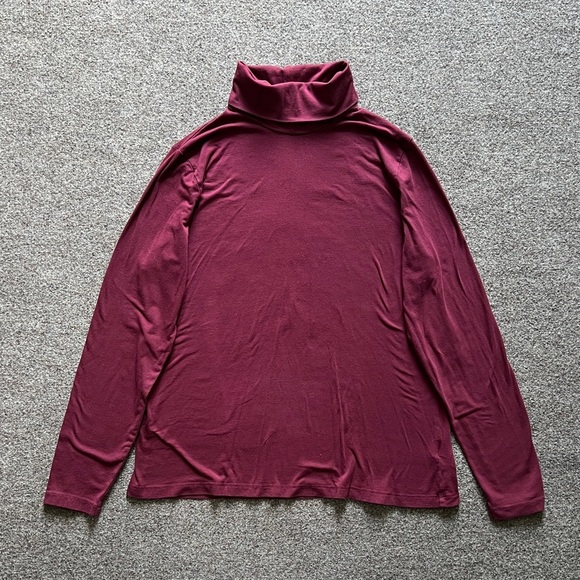 Lands' End Tops - Lands End Maroon Turtleneck Long Sleeve Shirt Top Womens Large Cotton Base Layer